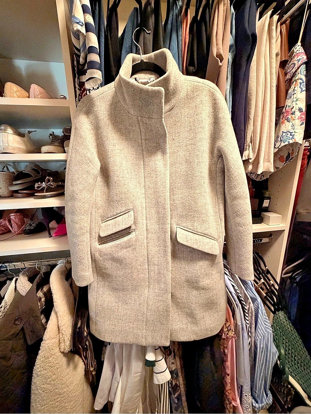 J.Crew Cocoon coat in Italian stadium-cloth wool Italian Stadium-Cloth Wool Gray